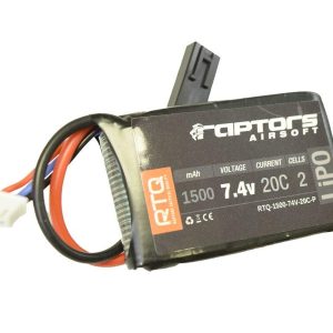 Raptors Airsoft RTQ 7.4V 1500 mAh 20C LiPO Battery for PEQ/AN-15 Box